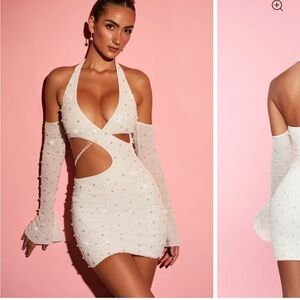 COPY - Oh Polly Rhinestone Embellished Cut Out Mini Dress In White